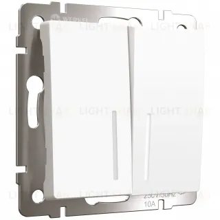 Выключатель двухклавишный проходной с подсветкой Werkel 10A/250В (из 2-х мест), белый матовый a062402 a062402