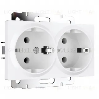 Розетка двойная с заземлением Werkel 16A/250В, винтовой зажим, белый матовый a062410 a062410