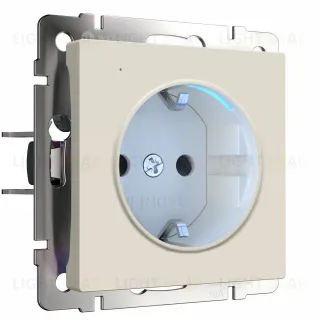 Розетка с заземлением 16A/250В с подсветкой Werkel, айвори матовый a062424 a062424
