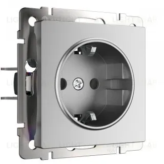 Розетка с заземлением и шторками Werkel 16A/250В, винтовой зажим, серебряный матовый a063613 a063613