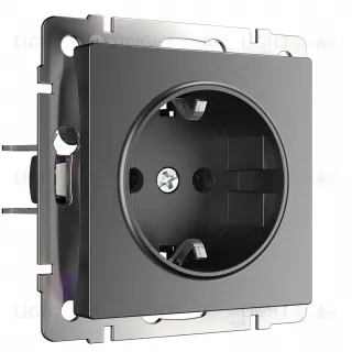 Розетка с заземлением Werkel 16A/250В, винтовой зажим, графит матовый a063103 a063103