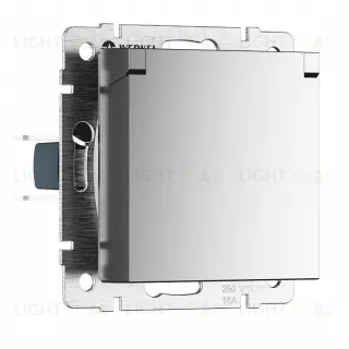 Розетка влагозащищенная с заземлением с защитной крышкой и шторками Werkel 16A/250В, винтовой зажим, серебряный матовый a069594 a069594