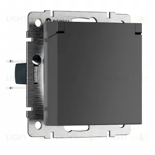 Розетка влагозащищенная с заземлением с защитной крышкой и шторками Werkel 16A/250В, винтовой зажим, графит матовый a069592 a069592