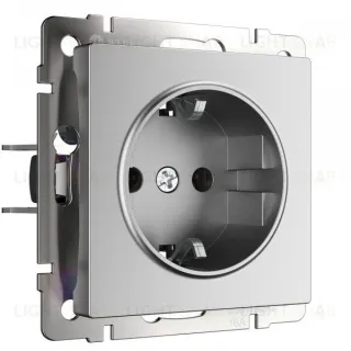 Розетка с заземлением Werkel 16A/250В, винтовой зажим, серебряный матовый a063612 a063612