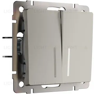 Выключатель двухклавишный проходной с подсветкой Werkel 10A/250В (из 2-х мест), дымчатый a069459 a069459