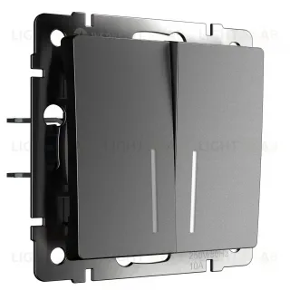 Выключатель двухклавишный с подсветкой Werkel 10A/250В графит матовый a063099 a063099