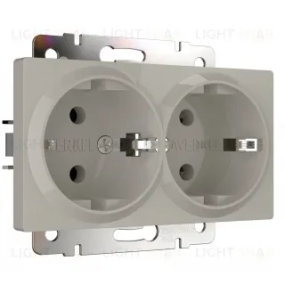 Розетка двойная с заземлением Werkel 16A/250В, винтовой зажим, дымчатый a069774 a069774