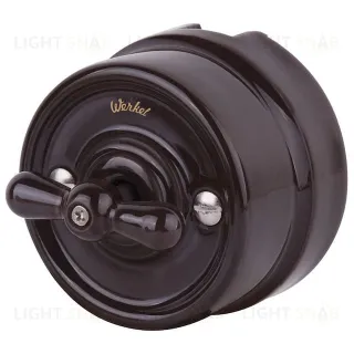 Выключатель поворотный двухклавишный Werkel Retro керамика, коричневый a051052 a051052