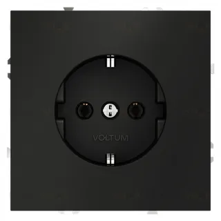 Розетка с заземлением Voltum S70 16А, безвинтовой зажим, черный матовый VLS040108 VLS040108