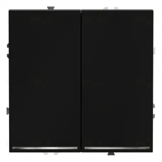 Выключатель двухклавишный проходной с подсветкой Voltum S70 10А, черный матовый VLS020408 VLS020408