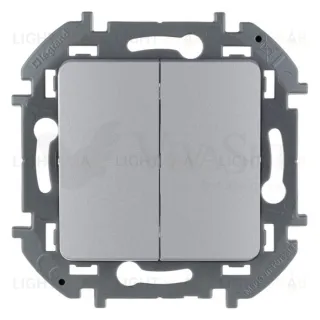 Выключатель двухклавишный проходной Daccord (Legrand) INSPIRIA 10A/250В, алюминий 673657 673657