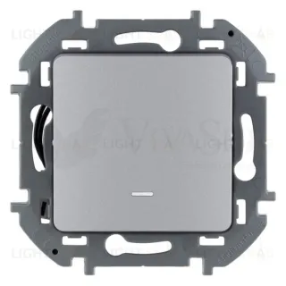 Выключатель одноклавишный проходной с подсветкой (из 2-х мест) Daccord (Legrand) INSPIRIA 10A/250В, алюминий 673662 673662