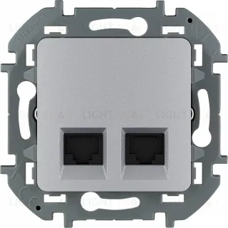 Розетка компьютерная двойная 6 кат, RJ 45, UTP Daccord (Legrand) INSPIRIA, алюминий 673842 673842