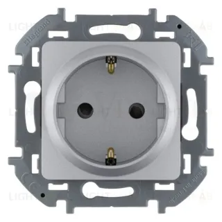 Розетка с заземлением с защитными шторками 16A/250В, винтовой зажим Daccord (Legrand) INSPIRIA, алюминий 673732 673732
