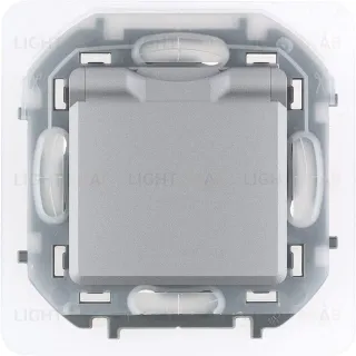 Розетка с заземлением с защитными шторками и крышкой 16A/250В, винтовой зажим Daccord (Legrand) INSPIRIA, алюминий 673742 673742