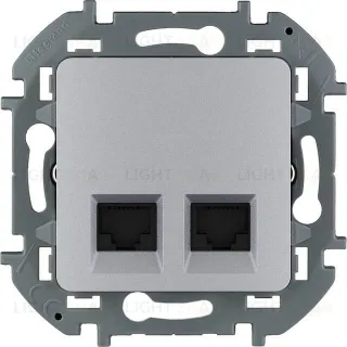 Розетка компьютерная двойная 5 кат, RJ 45, UTP Daccord (Legrand) INSPIRIA, алюминий 673837 673837