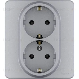 Розетка двойная с заземлением 16A/250В, винтовые зажимы Daccord (Legrand) INSPIRIA, алюминий 673752 673752