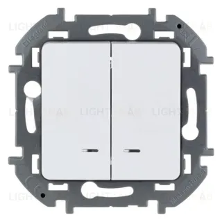 Выключатель двухклавишный проходной с подсветкой Daccord (Legrand) INSPIRIA 10A/250В, белый 673665 673665