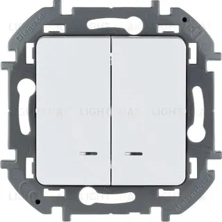 Выключатель двухклавишный с подсветкой Daccord (Legrand) INSPIRIA 10A/250В, белый 673630 673630