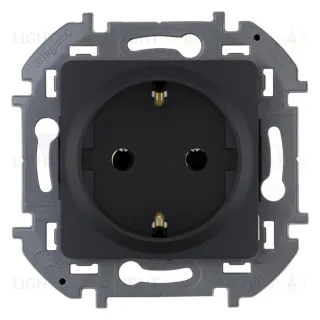Розетка с заземлением с защитными шторками 16A/250В, винтовой зажим Daccord (Legrand) INSPIRIA, антрацит 673733 673733