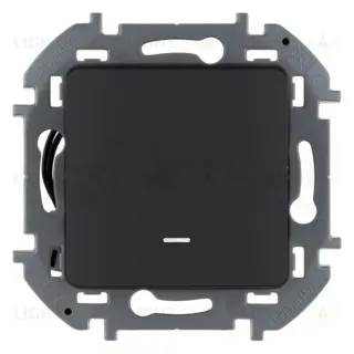 Выключатель одноклавишный с подсветкой Daccord (Legrand) INSPIRIA 10A/250В, антрацит 673613 673613