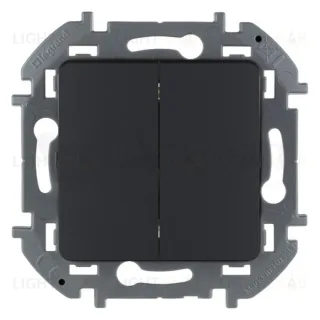 Выключатель двухклавишный Daccord (Legrand) INSPIRIA 10A/250В, антрацит 673623 673623