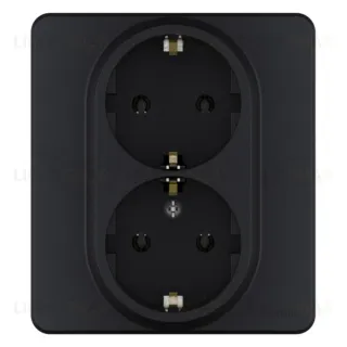 Розетка двойная с заземлением 16A/250В, винтовые зажимы Daccord (Legrand) INSPIRIA, антрацит 673753 673753