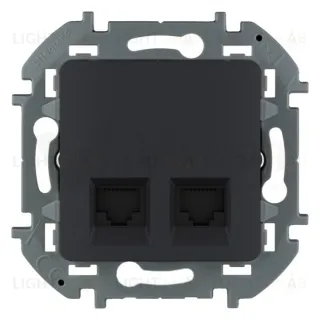 Розетка компьютерная двойная 6 кат, RJ 45, UTP Daccord (Legrand) INSPIRIA, антрацит 673843 673843