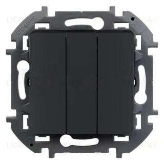 Выключатель трехклавишный Daccord (Legrand) INSPIRIA 10A/250В, антрацит 673643 673643