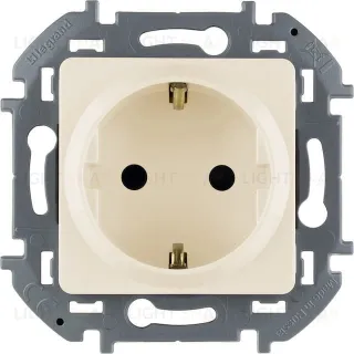 Розетка с заземлением с защитными шторками 16A/250В, винтовой зажим Daccord (Legrand) INSPIRIA, слоновая кость 673731 673731