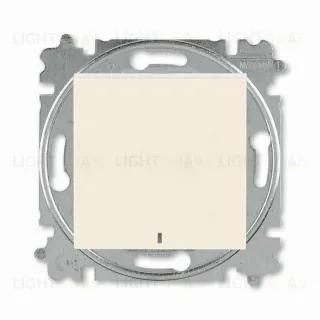 Выключатель кнопочный одноклавишный с подсветкой ABB Levit, 10 А, слоновая кость-белый 2CHH599147A6017 2CHH599147A6017