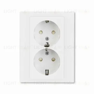 Розетка двойная с рамкой с заземлением и шторками ABB Levit, белый-белый 2CHH223457C6003 2CHH223457C6003
