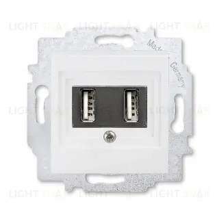 Usb розетка двойная для зарядки (1,4А) ABB Levit, белый 2CHH290040A6003 2CHH290040A6003