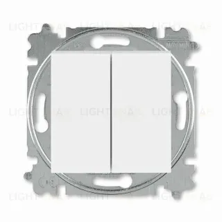Выключатель двухклавишный ABB Levit, 10 А, белый-ледяной 2CHH590545A6001 2CHH590545A6001