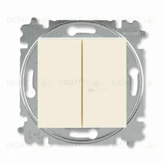 Выключатель кнопочный двухклавишный ABB Levit, 10 А, слоновая кость-белый 2CHH598745A6017 2CHH598745A6017