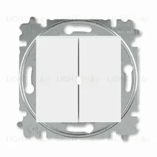 Переключатель двухклавишный ABB Levit (с 2-х мест), 10А, белый-белый 2CHH595245A6003 2CHH595245A6003