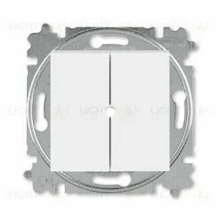 Выключатель кнопочный двухклавишный ABB Levit, 10 А, белый-ледяной 2CHH598745A6001 2CHH598745A6001