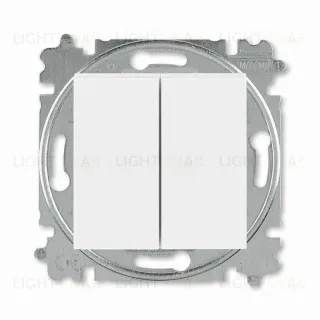 Выключатель двухклавишный ABB Levit, 10 А, белый-белый 2CHH590545A6003 2CHH590545A6003