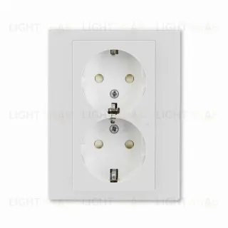 Розетка двойная с рамкой с заземлением и шторками ABB Levit, серый-белый 2CHH223457C6016 2CHH223457C6016