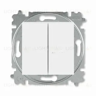 Выключатель кнопочный двухклавишный ABB Levit, 10 А, белый-белый 2CHH598745A6003 2CHH598745A6003