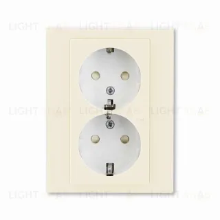 Розетка двойная с рамкой с заземлением и шторками ABB Levit, слоновая кость-белый 2CHH223457C6017 2CHH223457C6017