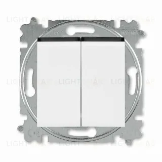 Выключатель двухклавишный ABB Levit, 10 А, белый-дымчатый чёрный 2CHH590545A6062 2CHH590545A6062