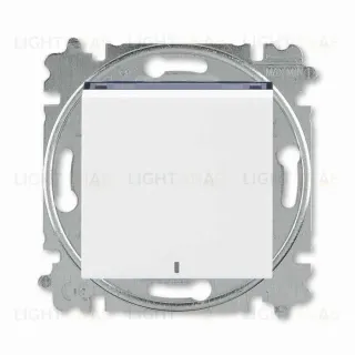 Выключатель кнопочный одноклавишный с подсветкой ABB Levit, 10 А, белый-дымчатый чёрный 2CHH599147A6062 2CHH599147A6062