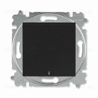 Выключатель кнопочный одноклавишный с подсветкой ABB Levit, 10 А, антрацит-дымчатый чёрный 2CHH599147A6063 2CHH599147A6063