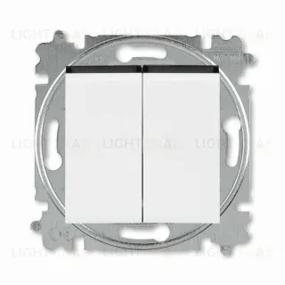 Переключатель двухклавишный ABB Levit (с 2-х мест), 10А, белый-дымчатый чёрный 2CHH595245A6062 2CHH595245A6062