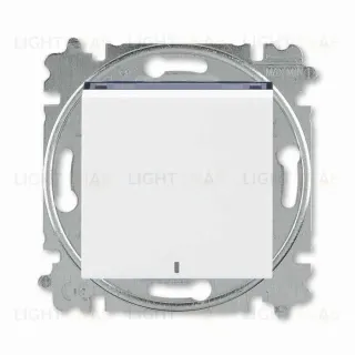 Выключатель одноклавишный с подсветкой ABB Levit, 10 А, белый-дымчатый чёрный 2CHH590146A6062 2CHH590146A6062