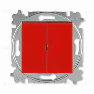 Переключатель двухклавишный ABB Levit (с 2-х мест), 10А, красный-дымчатый чёрный 2CHH595245A6065 2CHH595245A6065