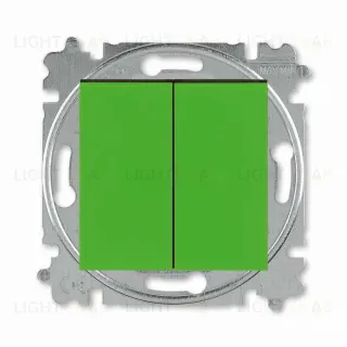 Выключатель двухклавишный ABB Levit, 10 А, зеленый-дымчатый чёрный 2CHH590545A6067 2CHH590545A6067