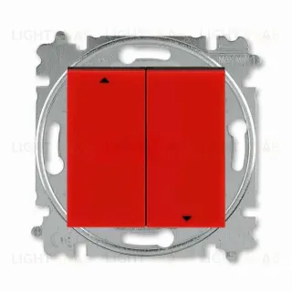 Выключатель управления жалюзи клавишный ABB Levit, красный-дымчатый чёрный 2CHH598945A6065 2CHH598945A6065