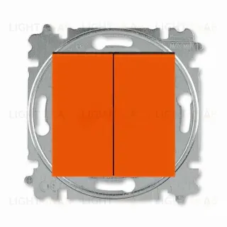 Выключатель кнопочный двухклавишный ABB Levit, 10 А, оранжевый-дымчатый чёрный 2CHH598745A6066 2CHH598745A6066